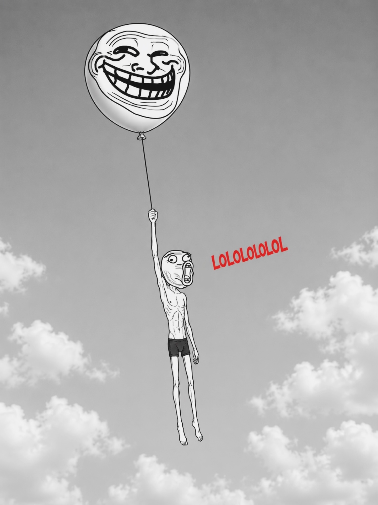 LOLGuy holding troll balloon